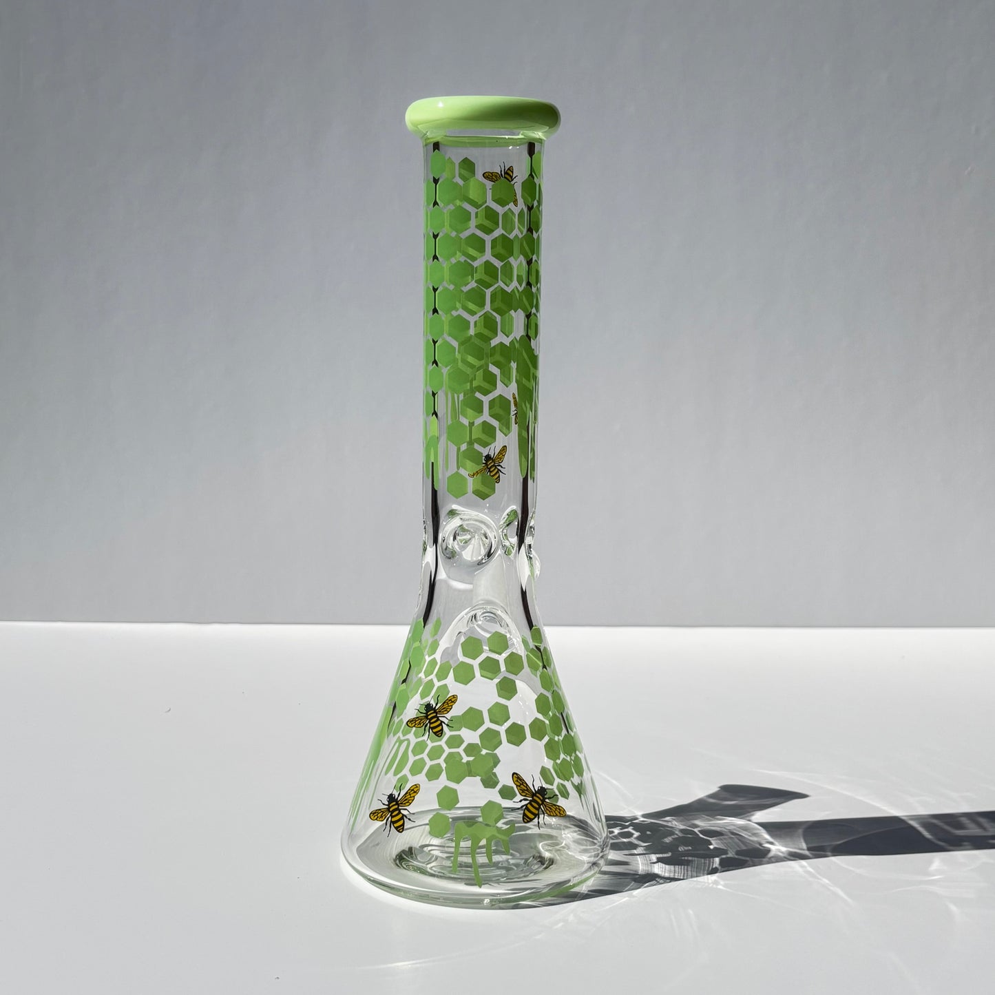 Bee Beaker Bong w/Dripping Honeycomb Decal