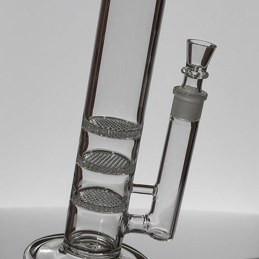 16” Tall Curved Neck Triple Honeycomb Tube Bong