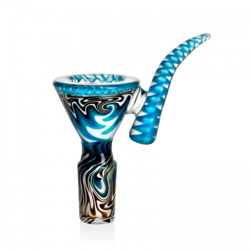 14mm 4 Holed Northstar Glass rod Wig Wag Upward Spiral Tail Bowl