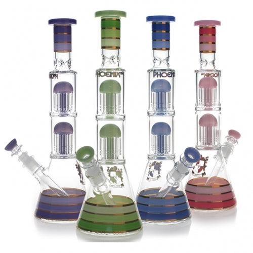 PhoenixStar 13.8” Double Showerhead Percolator Beaker Bong