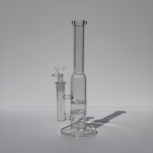 10” Twin Slanted Percolator Tube Bong w/Disc Base