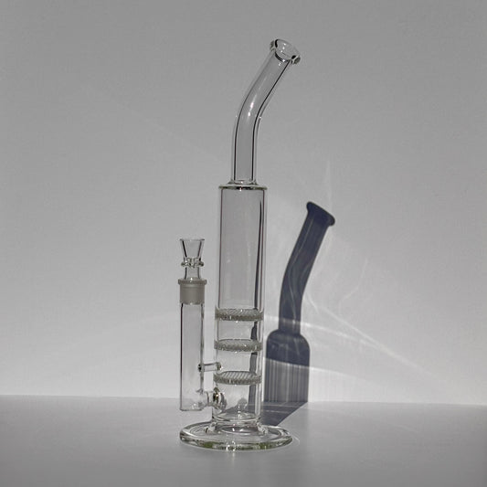 16” Tall Curved Neck Triple Honeycomb Tube Bong