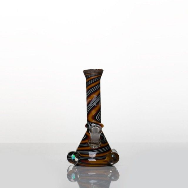 Small Jail House Fire Worked Tube Rig with Opals 10mm by iDab Glass