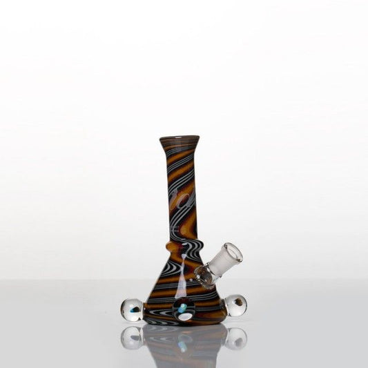 Small Jail House Fire Worked Tube Rig with Opals 10mm by iDab Glass