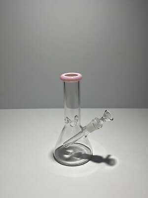 Clear Glass Beaker Bong With Coloured Mouthpiece 14mm