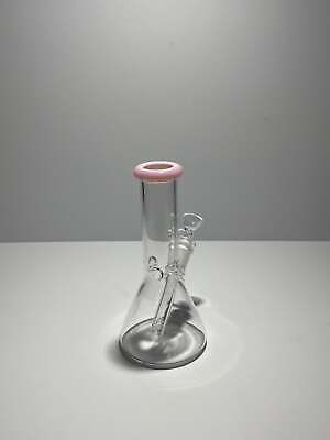 Clear Glass Beaker Bong With Coloured Mouthpiece 14mm