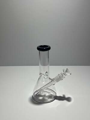 Clear Glass Beaker Bong With Coloured Mouthpiece 14mm