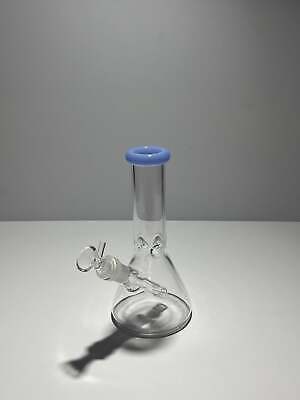 Clear Glass Beaker Bong With Coloured Mouthpiece 14mm