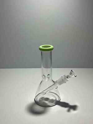 Clear Glass Beaker Bong With Coloured Mouthpiece 14mm