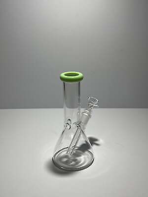 Clear Glass Beaker Bong With Coloured Mouthpiece 14mm