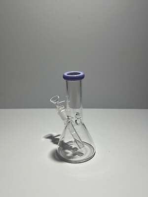 Clear Glass Beaker Bong With Coloured Mouthpiece 14mm