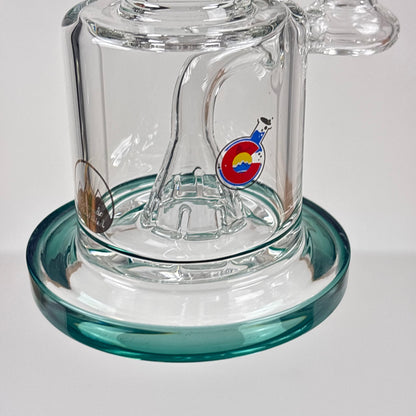 GlassLabs 303 7” Incline Percolator Dab Rig in Dark Smoked Green