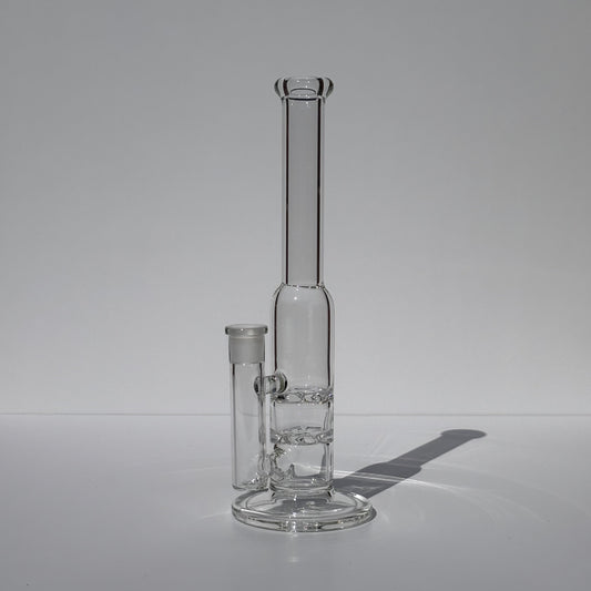 10” Twin Slanted Percolator Tube Bong w/Disc Base