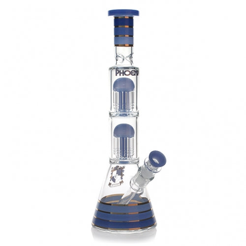 PhoenixStar 13.8” Double Showerhead Percolator Beaker Bong