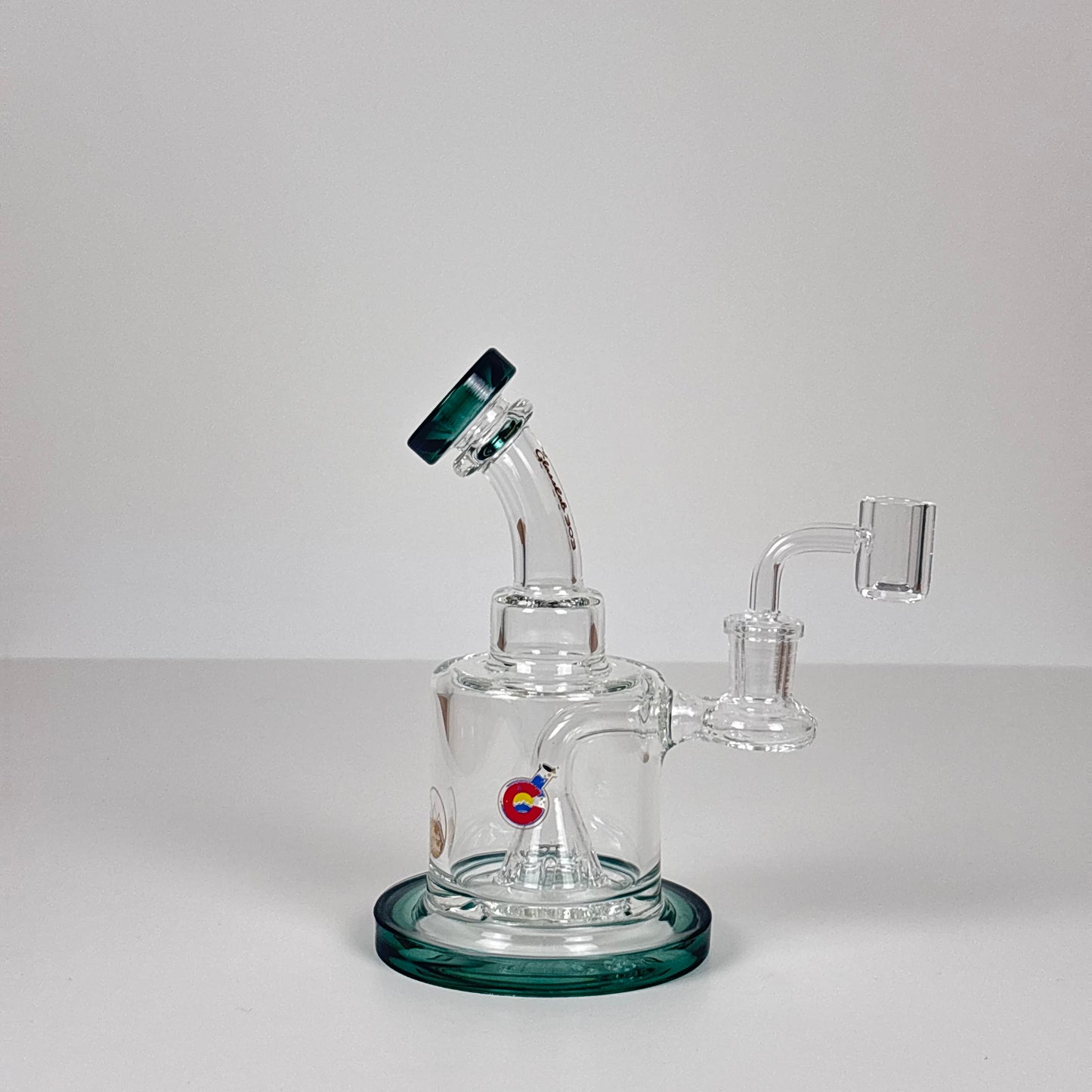 GlassLabs 303 7” Incline Percolator Dab Rig in Dark Smoked Green