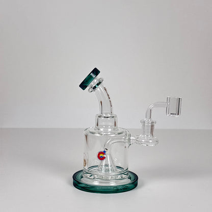 GlassLabs 303 7” Incline Percolator Dab Rig in Dark Smoked Green