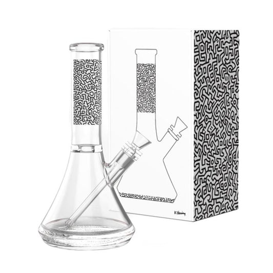 Beaker Bong by Keith Haring (Black & White Glass)