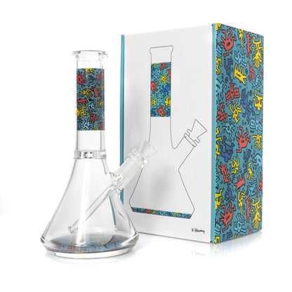 Beaker Bong by Keith Haring (Blue Glass)