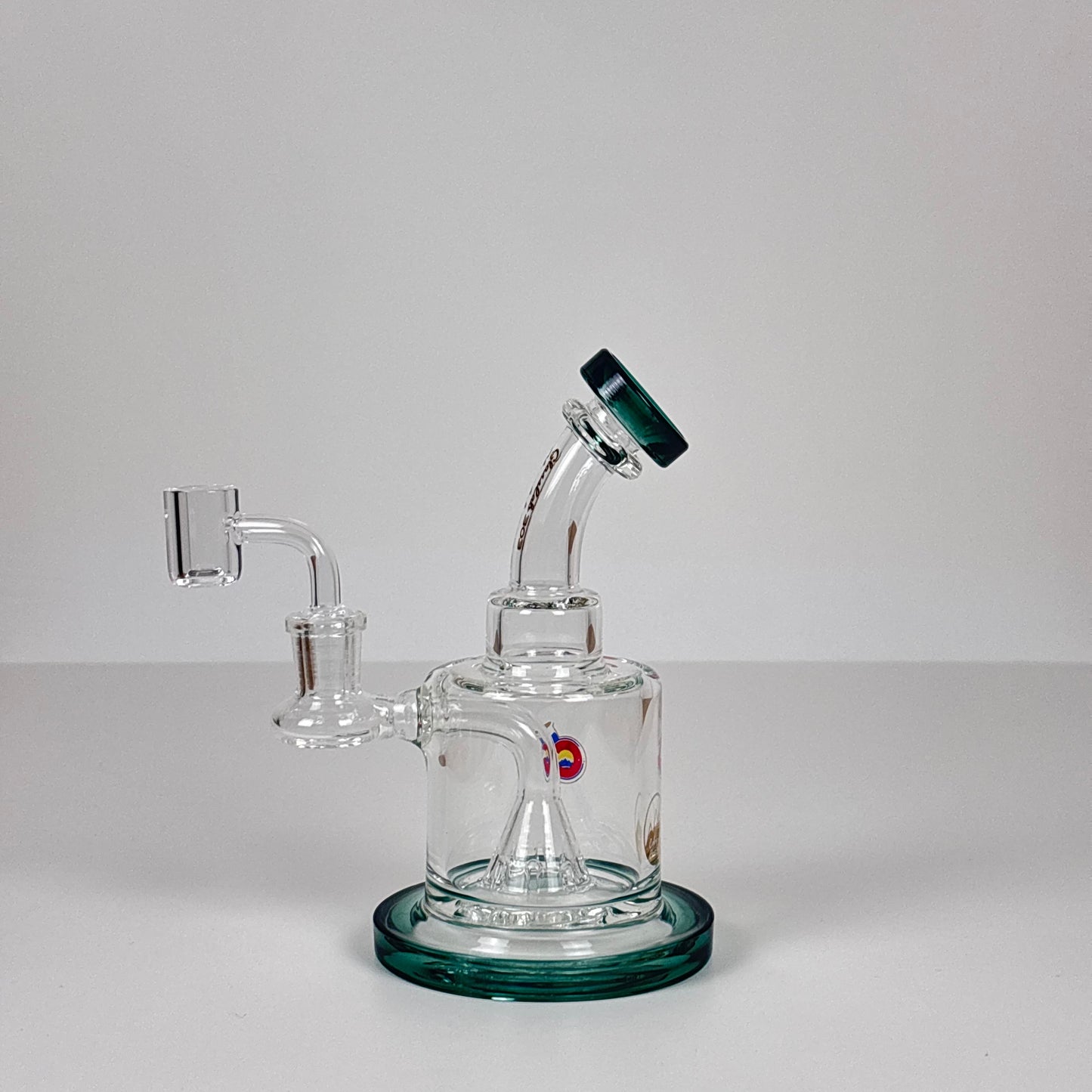 GlassLabs 303 7” Incline Percolator Dab Rig in Dark Smoked Green