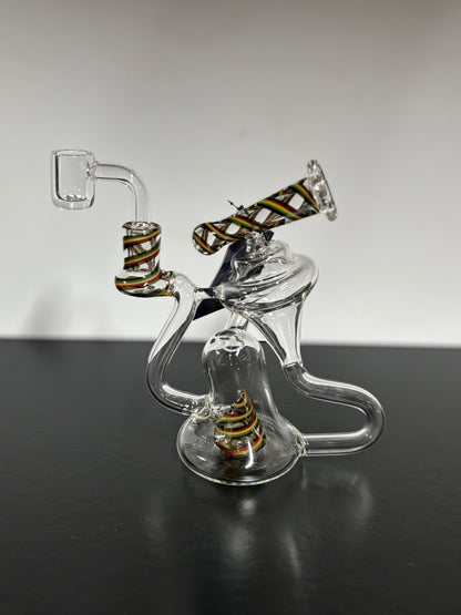 Rasta Striped 6.5” Phoenix Star Recycler Rig