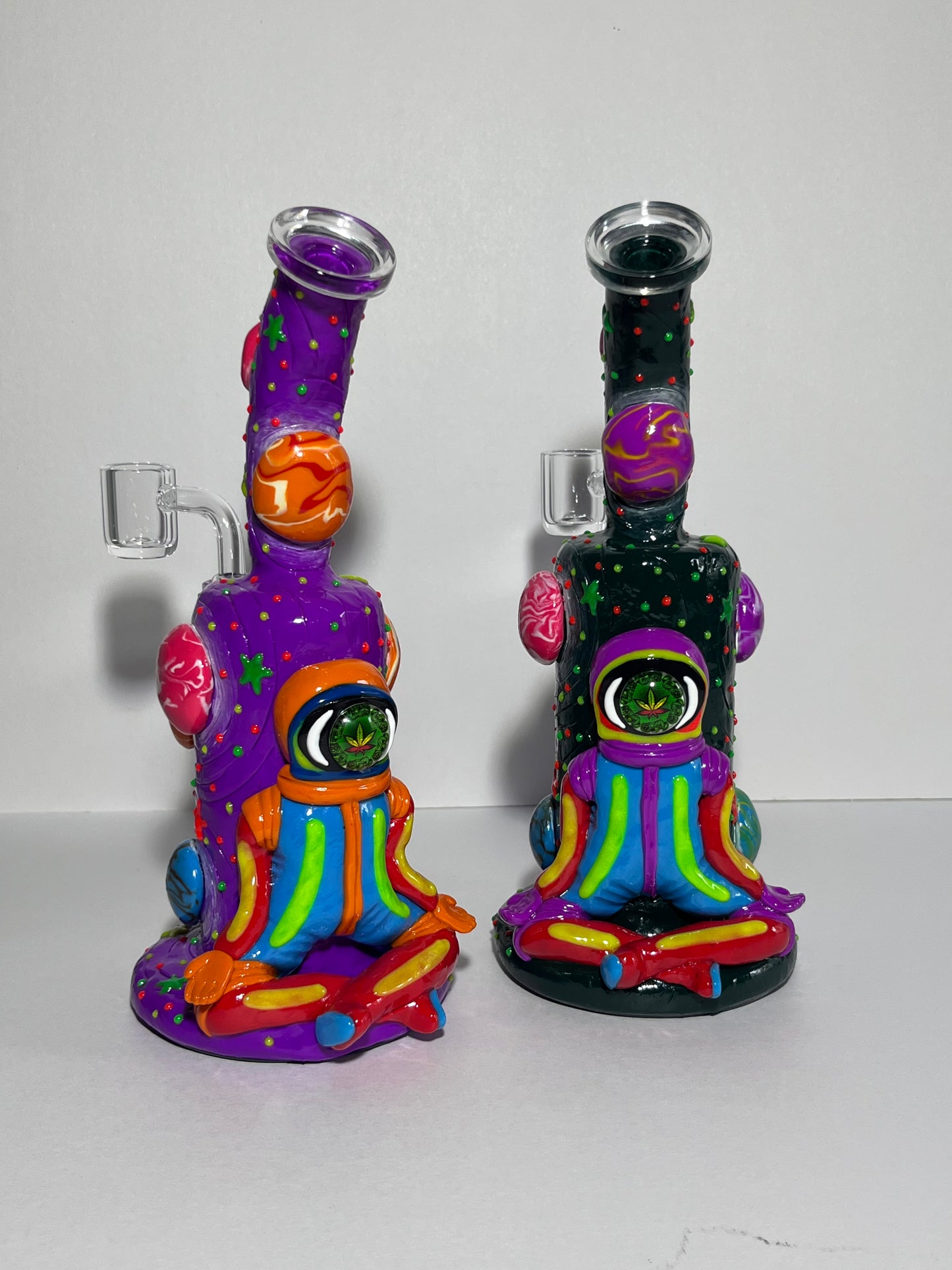 Glow in the Dark Spaceman Glass Hand Painted Rig 14mm