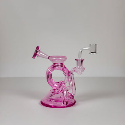 Double Barrel Recycler Dab Rig in Pink