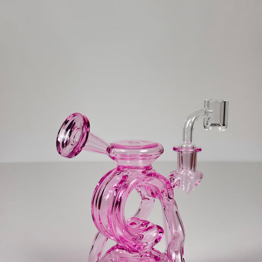 Double Barrel Recycler Dab Rig in Pink