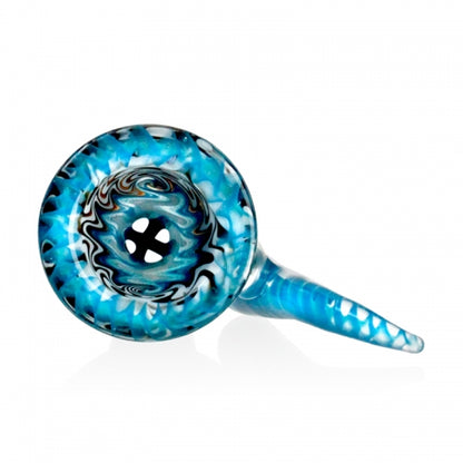 14mm 4 Holed Northstar Glass rod Wig Wag Upward Spiral Tail Bowl