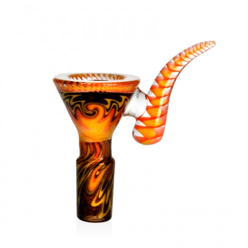 14mm 4 Holed Northstar Glass rod Wig Wag Upward Spiral Tail Bowl